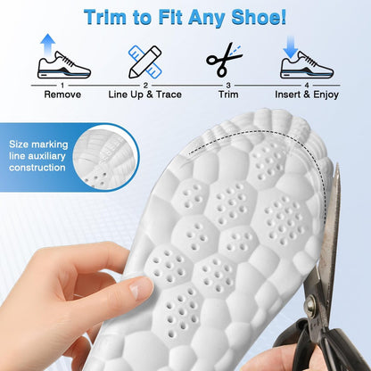SMILESKY 2 Paar 4D Cloud Einlegesohlen - Stepper Einlegesohlen für Männer & Frauen, Superweicher Memory-Schaum, Stoßdämpfung, Anti-Ermüdung, Lindert Fußschmerzen, für Wandern und Stehen den ganzen Tag
