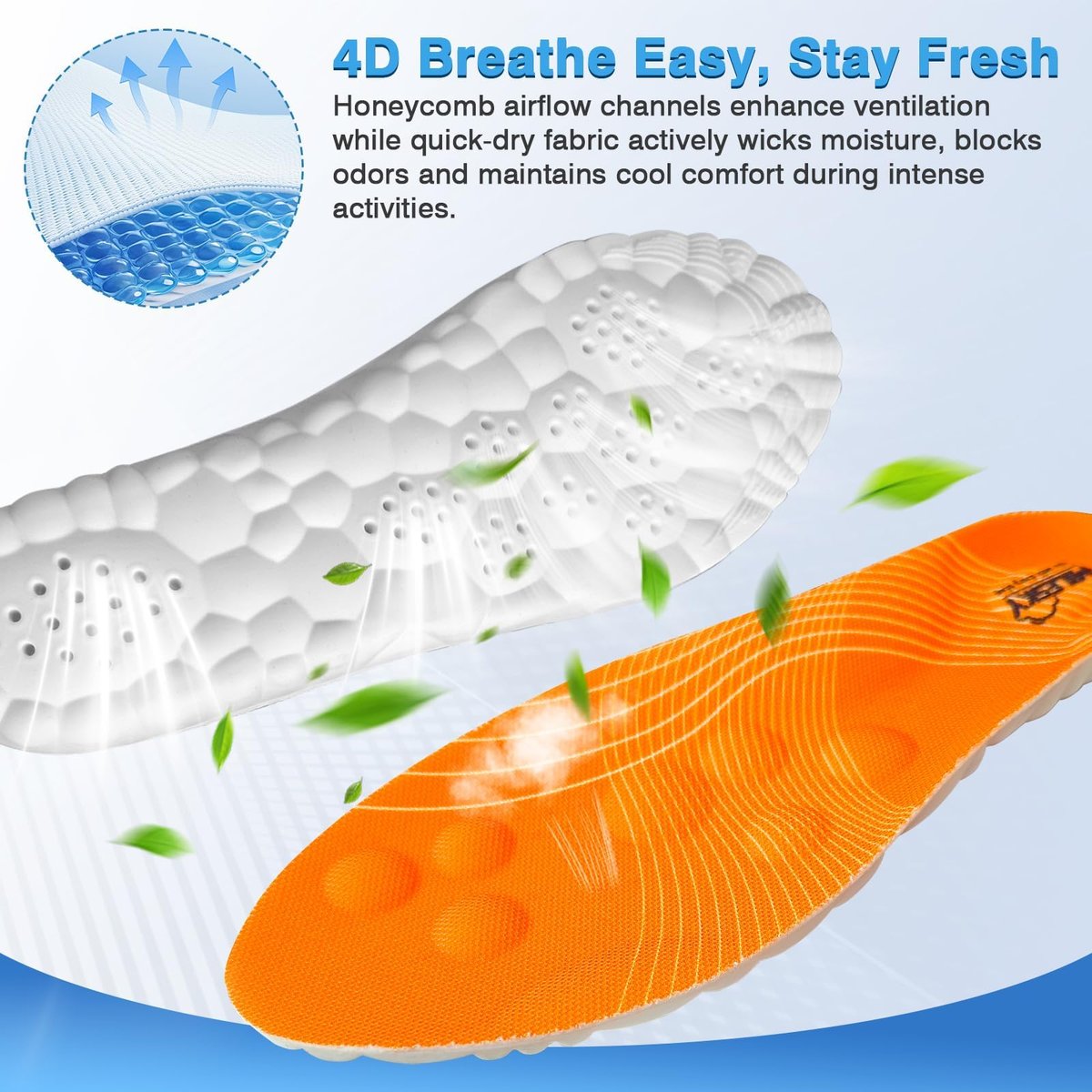SMILESKY 2 Paar 4D Cloud Einlegesohlen - Stepper Einlegesohlen für Männer & Frauen, Superweicher Memory-Schaum, Stoßdämpfung, Anti-Ermüdung, Lindert Fußschmerzen, für Wandern und Stehen den ganzen Tag