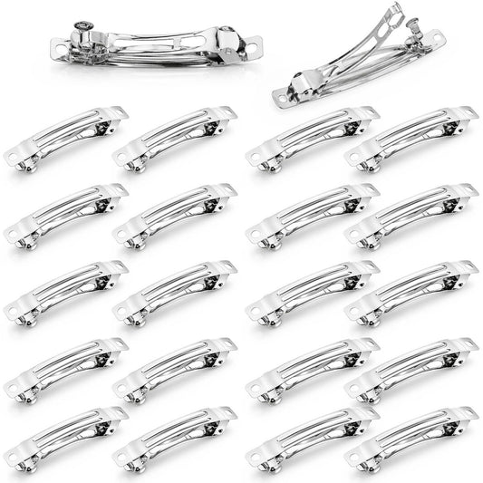 20-teilige Blanko French Barrette Haarklammern 2,4'' und 3'' Silber Metall French Haarklammern DIY Handwerk Automatische Federspangen für Haaraccessoires