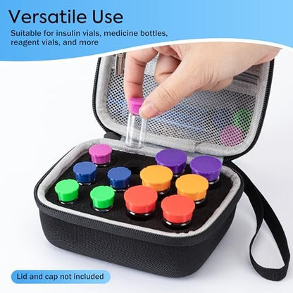 Vamctry Insulin-Vial-Schutzcase mit 12 Fächern, Insulin-Vial-Organizer-Tasche für Diabetiker, passend für 1 ml, 3 ml, 5 ml und 10 ml Vials