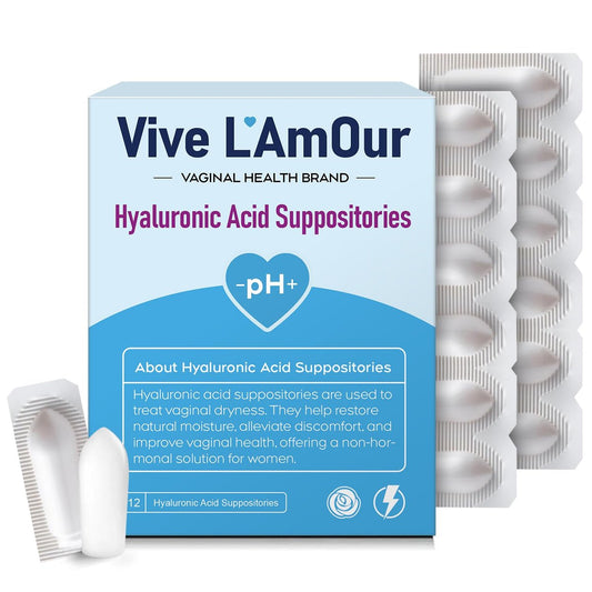 Vive L'Amour 15mg Hyaluronsäure Vaginalzäpfchen, Vaginalfeuchtigkeitscreme, kontinuierliche Hydratation, lindert vaginale Trockenheit, stellt natürliche Weichheit & Elastizität wieder her, Vaginalgesundheit (12 Stück)