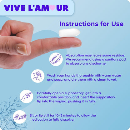Vive L'Amour 15mg Hyaluronsäure Vaginalzäpfchen, Vaginalfeuchtigkeitscreme, kontinuierliche Hydratation, lindert vaginale Trockenheit, stellt natürliche Weichheit & Elastizität wieder her, Vaginalgesundheit (12 Stück)