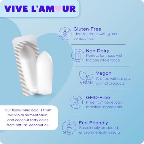 Vive L'Amour 15mg Hyaluronsäure Vaginalzäpfchen, Vaginalfeuchtigkeitscreme, kontinuierliche Hydratation, lindert vaginale Trockenheit, stellt natürliche Weichheit & Elastizität wieder her, Vaginalgesundheit (12 Stück)