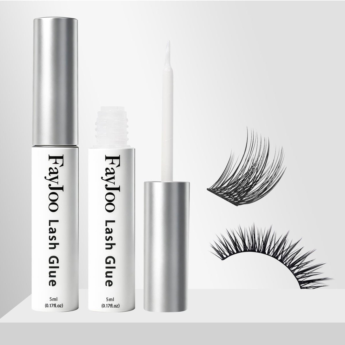 FayJoo Wimpernkleber für empfindliche Augen – Starker Halt bis zu 5 Tagen, wasserfest, latexfreie & hypoallergene Formel, trocknet transparent, 5 ml