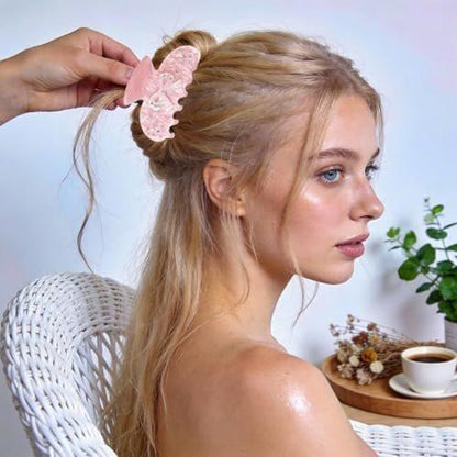 Rosa Schleifen-Haarkrallen für Frauen, mittelgroße, rutschfeste Krallen für dickes Haar, ästhetische funkelnde Haarspangen mit Strasssteinen, große Haarspangen für Teenager, süße hübsche Haaraccessoires