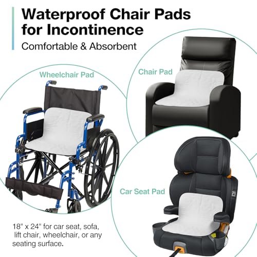 SOLOSHINE Waschbare & Wasserdichte Unterlagen, 24" x 18" (4er-Pack) – Wiederverwendbare Inkontinenzauflagen für Stuhl, Babybett, Autositz, Sofa, Rollstuhl, Klein