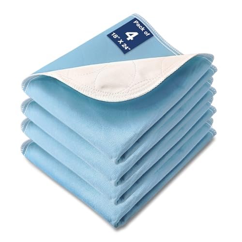 SOLOSHINE Waschbare & Wasserdichte Unterlagen, 24" x 18" (4er-Pack) – Wiederverwendbare Inkontinenzauflagen für Stuhl, Babybett, Autositz, Sofa, Rollstuhl, Klein