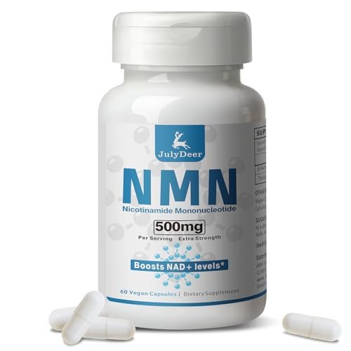 JulyDeer NMN 500mg – Hochreines Nicotinamid-Mononukleotid für mehr NAD+, Zellgesundheit, Energie und Anti-Aging – 60 Kapseln