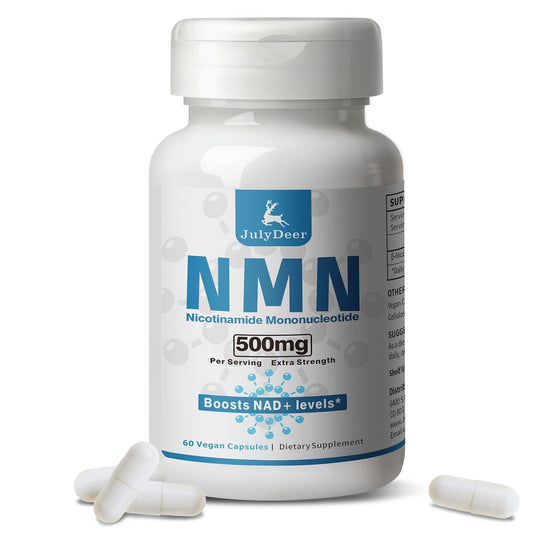 JulyDeer NMN 500mg – Hochreines Nicotinamid-Mononukleotid für mehr NAD+, Zellgesundheit, Energie und Anti-Aging – 60 Kapseln