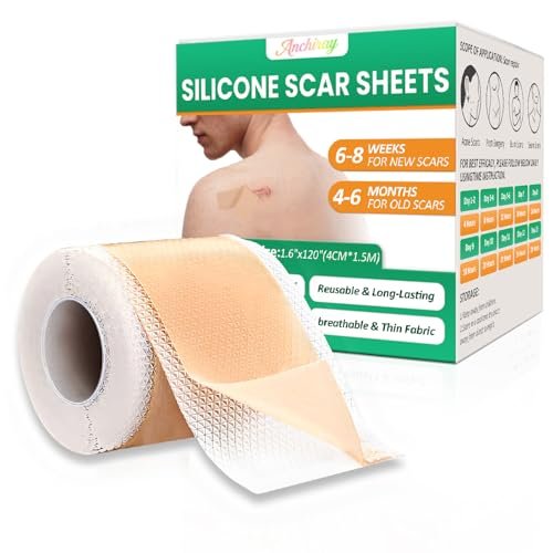 Anchiray Medizinisches Silikon-Narbenpflaster, Silikon-Narbenband für Operationen, Verbrennungen, Kaiserschnitt, Keloid, Bauchdeckenstraffung – Wirksame Behandlung und Heilung (1,6" x 60" Rolle – 1,5 m)