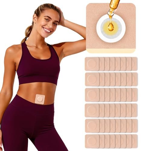 48 Stück Rizinusöl-Pflaster, Bio-Baumwoll-Rizinusöl-Pack-Wrap, atmungsaktiv & selbstklebend für Bauchnabel-Pflaster, tragbar, auslaufsicher, kein Abwaschen, beige
