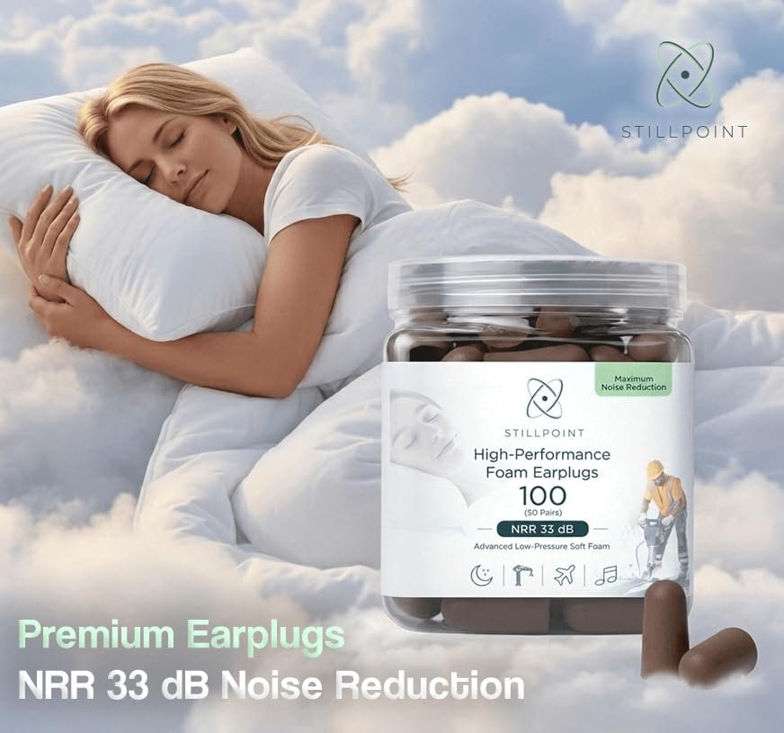 Happy Hippo Schaumstoff-Ohrstöpsel, 33 dB NRR, (50 Paar, 100 Ohrstöpsel), Maximaler Schutz für Schlafen, Elektrowerkzeuge, laute Arbeitsumgebungen (Dunkelbraun)