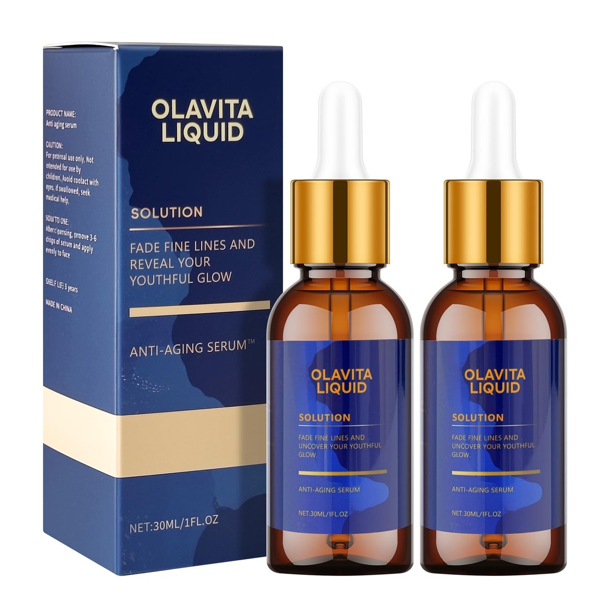 Olavita Liquid Anti-Aging Serum mit Vitamin C & E – Reduziert feine Linien und Fältchen für einen jugendlichen Glanz (2er-Pack)