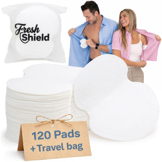 120 Achselschweißpads mit Reisetasche für Damen und Herren, ultradünne, anpassungsfähige Baumwoll-Einweg-Achselpads für diskreten/unsichtbaren Schutz