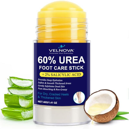 VELNOVA 60% Urea Fußpflegestift mit 2% Salicylsäure – Maximalstarke Hornhautentfernung & Fußcreme für trockene, rissige Fersen – Peeling-Feuchtigkeitspflege, nicht fettend – 1,41 oz