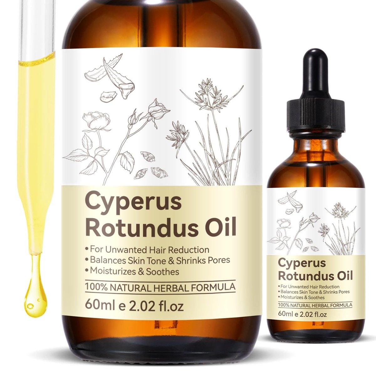 CFXYHNOX Cyperus Rotundus Öl zur Haarentfernung, 100% reines natürliches Öl für Haut- und Haarpflege, unterstützt die Hautfeuchtigkeit, geeignet für alle Hauttypen, 1 Packung