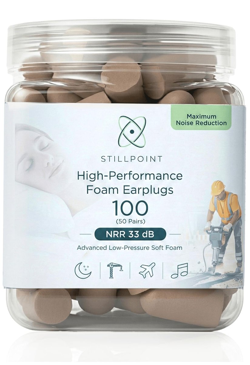 Happy Hippo Soft Foam Ohrstöpsel, 33 dB NRR, (50 Paare, 100 Stöpsel), Maximaler Schutz für Schlafen, Elektrowerkzeuge, laute Arbeitsumgebungen (Beige)