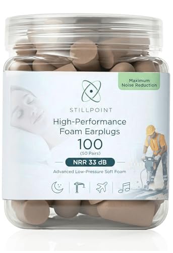 Happy Hippo Soft Foam Ohrstöpsel, 33 dB NRR, (50 Paare, 100 Stöpsel), Maximaler Schutz für Schlafen, Elektrowerkzeuge, laute Arbeitsumgebungen (Beige)