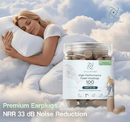 Happy Hippo Soft Foam Ohrstöpsel, 33 dB NRR, (50 Paare, 100 Stöpsel), Maximaler Schutz für Schlafen, Elektrowerkzeuge, laute Arbeitsumgebungen (Beige)
