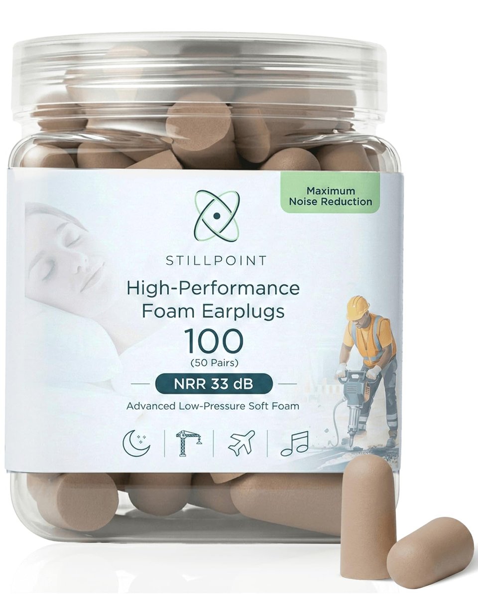 Happy Hippo Soft Foam Ohrstöpsel, 33 dB NRR, (50 Paare, 100 Stöpsel), Maximaler Schutz für Schlafen, Elektrowerkzeuge, laute Arbeitsumgebungen (Beige)