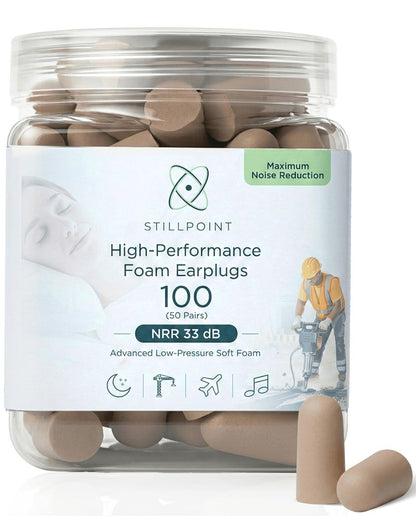 Happy Hippo Soft Foam Ohrstöpsel, 33 dB NRR, (50 Paare, 100 Stöpsel), Maximaler Schutz für Schlafen, Elektrowerkzeuge, laute Arbeitsumgebungen (Beige)