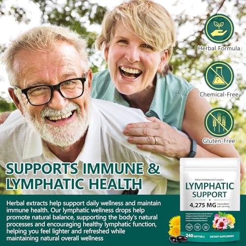 LTQXGT Lymphatic Support Supplement – Fortschrittlicher Botanischer Komplex mit Echinacea, Löwenzahn & Holunderbeere – Antioxidantienreich – Täglich – 240 Softgels