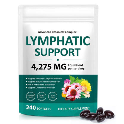LTQXGT Lymphatic Support Supplement – Fortschrittlicher Botanischer Komplex mit Echinacea, Löwenzahn & Holunderbeere – Antioxidantienreich – Täglich – 240 Softgels