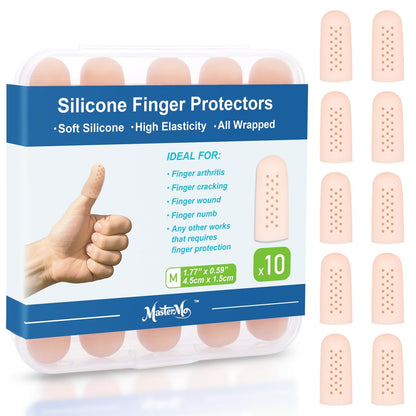 Gel-Fingerlinge mit Belüftungslöchern, Silikon-Fingerschutzkappen für Daumen- und Fingerspitzen, ideal bei Triggerfinger, Arthritis, Rissen, Blasen, Schwielen, Nagelhaut & Schmerzlinderung (Hautfarben, M(10))