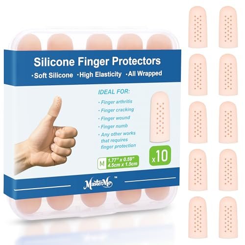Gel-Fingerlinge mit Belüftungslöchern, Silikon-Fingerschutzkappen für Daumen- und Fingerspitzen, ideal bei Triggerfinger, Arthritis, Rissen, Blasen, Schwielen, Nagelhaut & Schmerzlinderung (Hautfarben, M(10))