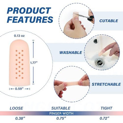 Gel-Fingerlinge mit Belüftungslöchern, Silikon-Fingerschutzkappen für Daumen- und Fingerspitzen, ideal bei Triggerfinger, Arthritis, Rissen, Blasen, Schwielen, Nagelhaut & Schmerzlinderung (Hautfarben, M(10))
