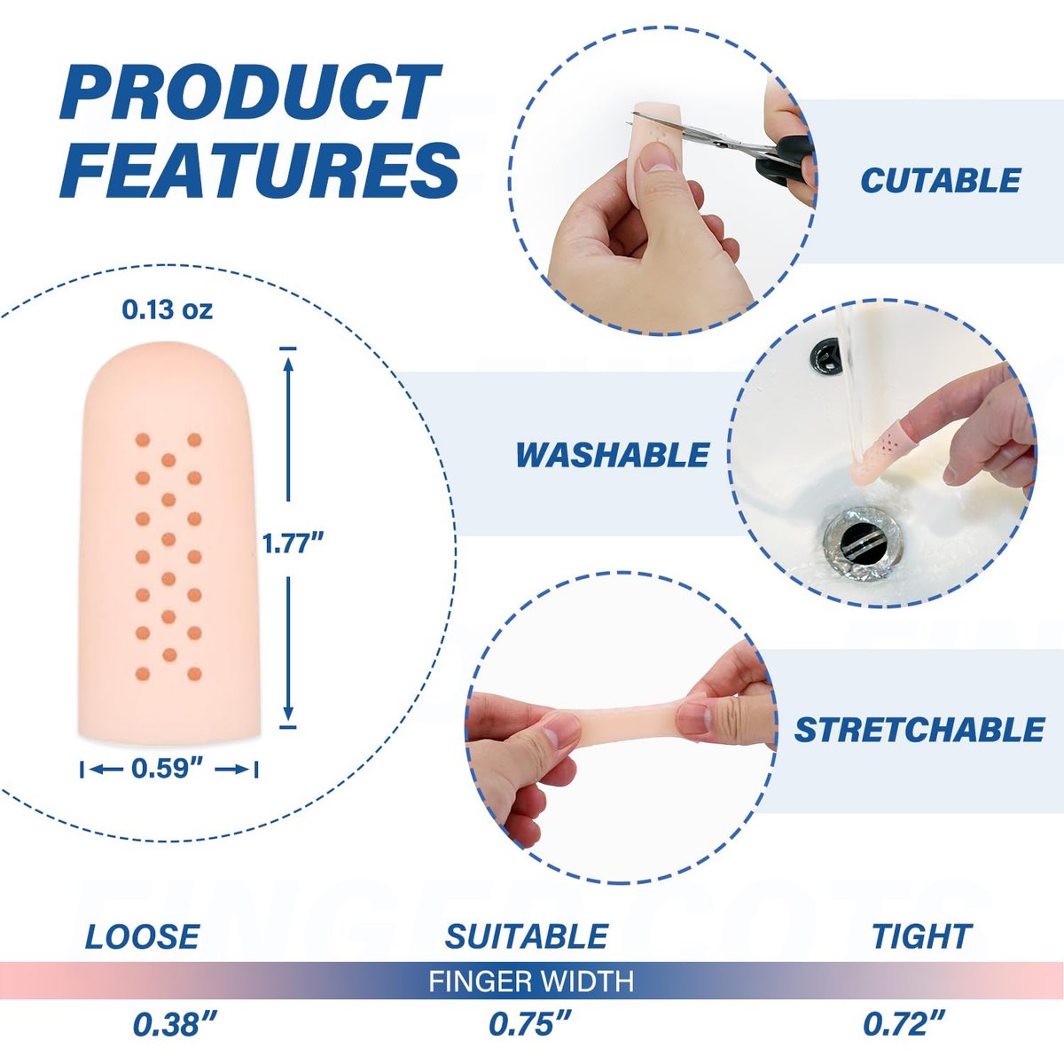 Gel-Fingerlinge mit Belüftungslöchern, Silikon-Fingerschutzkappen für Daumen- und Fingerspitzen, ideal bei Triggerfinger, Arthritis, Rissen, Blasen, Schwielen, Nagelhaut & Schmerzlinderung (Hautfarben, M(10))