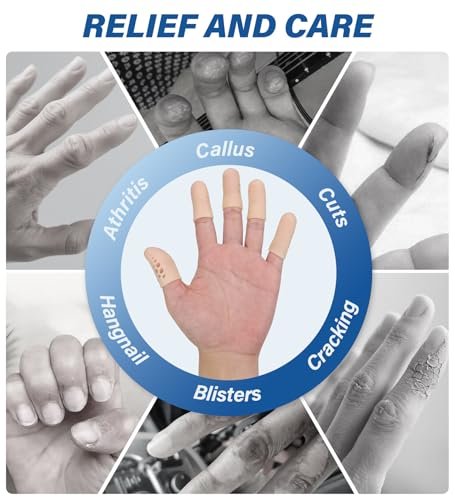 Gel-Fingerlinge mit Belüftungslöchern, Silikon-Fingerschutzkappen für Daumen- und Fingerspitzen, ideal bei Triggerfinger, Arthritis, Rissen, Blasen, Schwielen, Nagelhaut & Schmerzlinderung (Hautfarben, M(10))