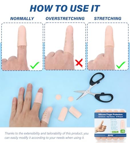 Gel-Fingerlinge mit Belüftungslöchern, Silikon-Fingerschutzkappen für Daumen- und Fingerspitzen, ideal bei Triggerfinger, Arthritis, Rissen, Blasen, Schwielen, Nagelhaut & Schmerzlinderung (Hautfarben, M(10))