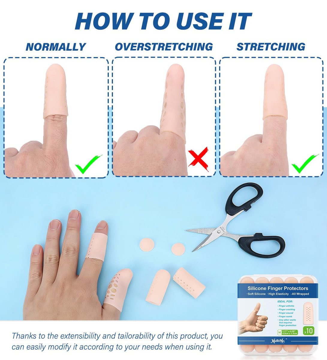 Gel-Fingerlinge mit Belüftungslöchern, Silikon-Fingerschutzkappen für Daumen- und Fingerspitzen, ideal bei Triggerfinger, Arthritis, Rissen, Blasen, Schwielen, Nagelhaut & Schmerzlinderung (Hautfarben, M(10))