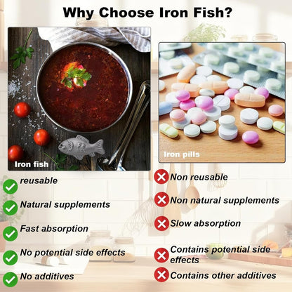 Eisen Fisch Kochwerkzeug – Natürliche Eisenquelle für Veganer, ideales Geschenk (1 Packung)