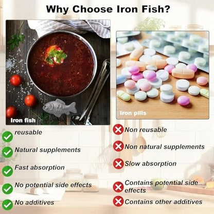 Eisen Fisch Kochwerkzeug – Natürliche Eisenquelle für Veganer, ideales Geschenk (1 Packung)