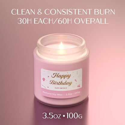 NORVENCE Duftkerzen Geschenkset – Stressabbau Kerzen für Zuhause, Premium Sojakerzen Set, Kerzen für Frauen und Männer, Geburtstagsgeschenke (Geburtstag Rosa, 200 g)