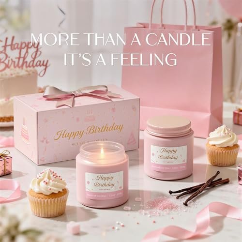 NORVENCE Duftkerzen Geschenkset – Stressabbau Kerzen für Zuhause, Premium Sojakerzen Set, Kerzen für Frauen und Männer, Geburtstagsgeschenke (Geburtstag Rosa, 200 g)