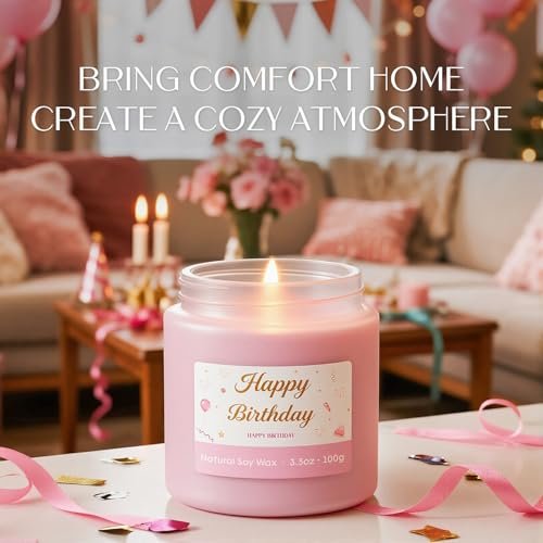 NORVENCE Duftkerzen Geschenkset – Stressabbau Kerzen für Zuhause, Premium Sojakerzen Set, Kerzen für Frauen und Männer, Geburtstagsgeschenke (Geburtstag Rosa, 200 g)