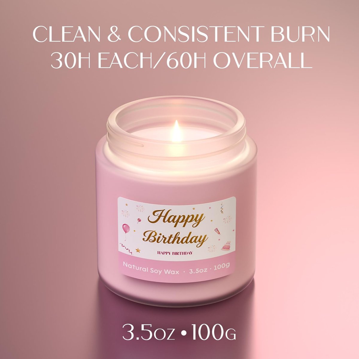 NORVENCE Duftkerzen Geschenkset – Stressabbau Kerzen für Zuhause, Premium Sojakerzen Set, Kerzen für Frauen und Männer, Geburtstagsgeschenke (Geburtstag Rosa, 200 g)