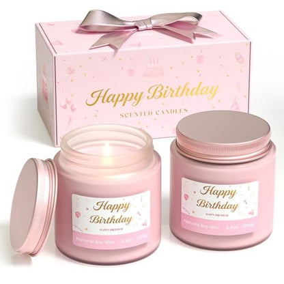 NORVENCE Duftkerzen Geschenkset – Stressabbau Kerzen für Zuhause, Premium Sojakerzen Set, Kerzen für Frauen und Männer, Geburtstagsgeschenke (Geburtstag Rosa, 200 g)