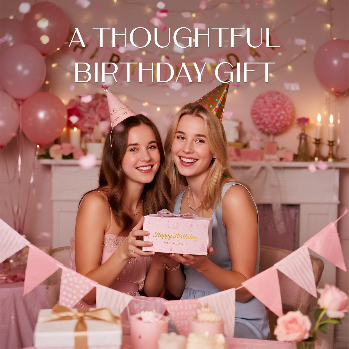 NORVENCE Duftkerzen Geschenkset – Stressabbau Kerzen für Zuhause, Premium Sojakerzen Set, Kerzen für Frauen und Männer, Geburtstagsgeschenke (Geburtstag Rosa, 200 g)