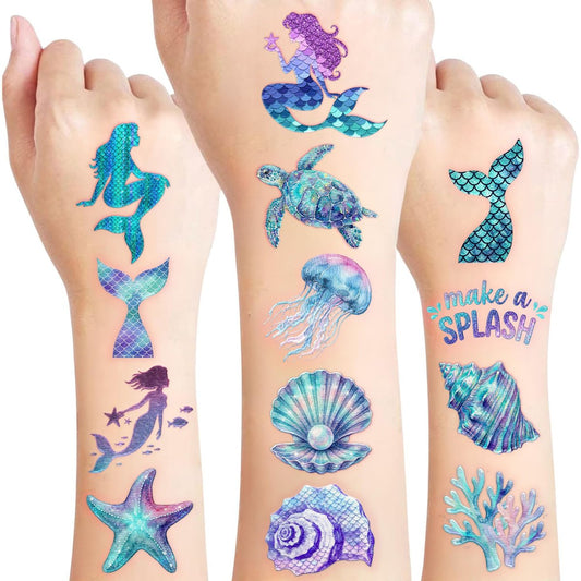 96 Meerjungfrau Temporäre Tattoos Aufkleber - Unter dem Meer Thema Party-Geschenke für Kinder