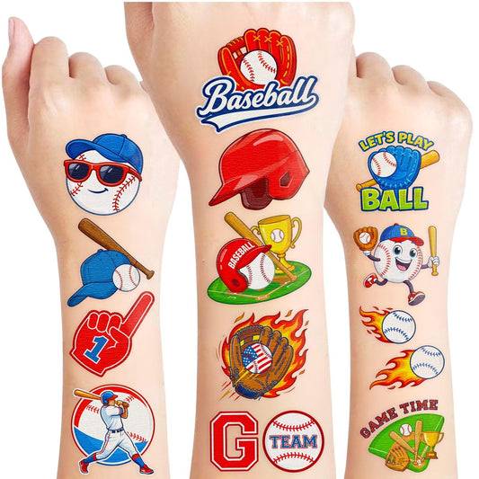 96 Baseball-Tattoos zum Aufkleben – perfekt für Baseball-Partys, Sportfans und Kindergeburtstage