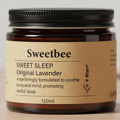 EYUTRD SweetBee Sleep Magnesium Butter – Sanfte Nachtcreme mit Magnesium, Shea- & Mangobutter, Arnika & ätherischen Ölen, beruhigende Lotion für Beine & Füße, Original Lavendel 118 ml