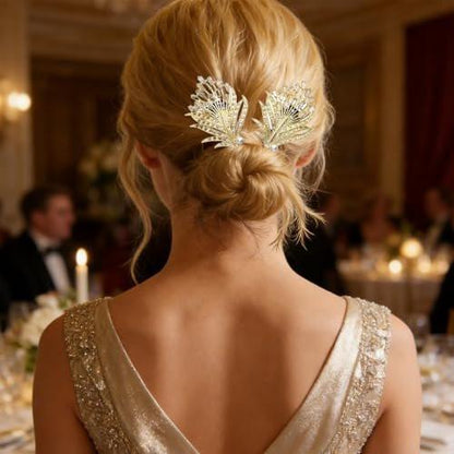 2er-Pack Kristall-Haarknotenformer, Feder-Strass-Haarklammern für Damen, Einfaches Dreh-Hairstyle-Werkzeug für langes Haar, Eleganter Lazy Hair Curler Bun Maker Accessoires