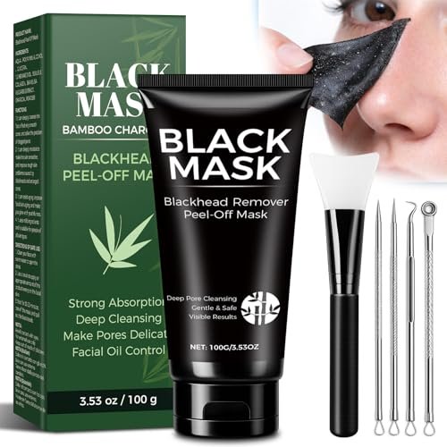 Balldanlu Blackhead Remover Mask Kit – 100ml Aktivkohle Peel-Off-Gesichtsmaske für Männer & Frauen, Tiefenreinigung für Gesicht, Nase, Poren, Akne, für fettige & Mischhaut