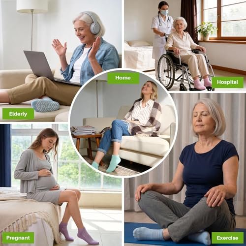 CaiDieNu Antirutsch-Socken für Damen: Krankenhaus-Diabetikersocken mit Griff für Senioren, Schwangere, Grippy Low Cut, 6 Paar, gemischte Farben, Medium