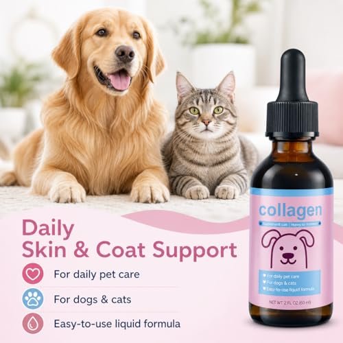 Flüssiges Kollagen für Hunde & Katzen – Weidekollagen-Peptide mit Biotin, Vitamin C & Hyaluronsäure für Haut & Fell