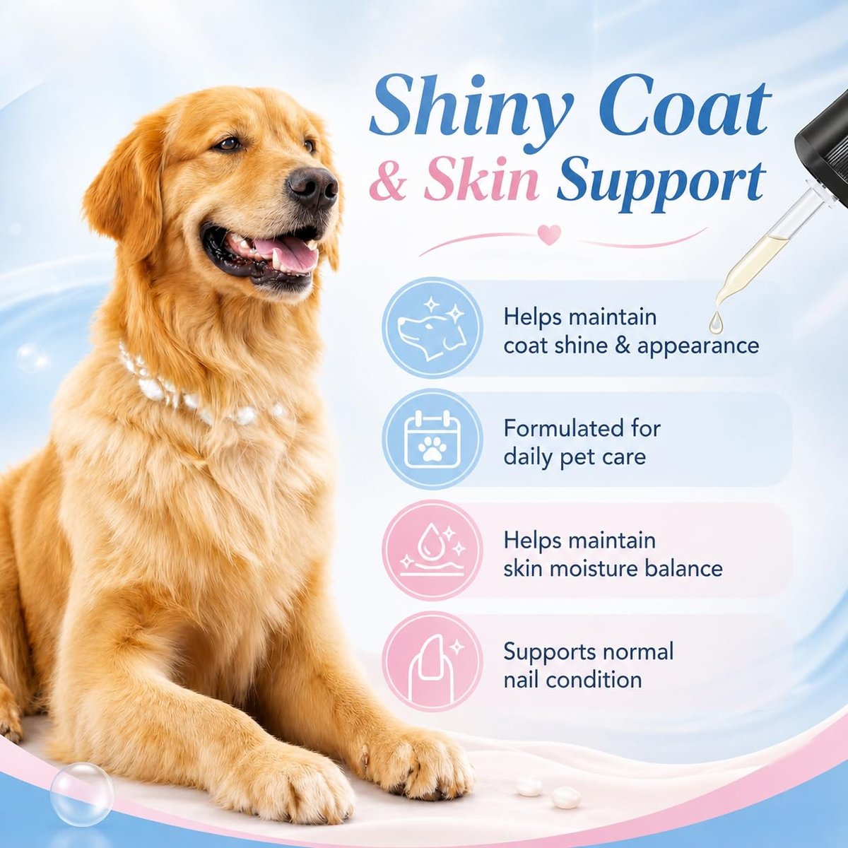 Flüssiges Kollagen für Hunde & Katzen – Weidekollagen-Peptide mit Biotin, Vitamin C & Hyaluronsäure für Haut & Fell